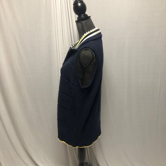 CJ Banks Sweater Vest Womens Size 14W Navy White Yellow Sleeveless Zippered NEW - Picture 3 of 6